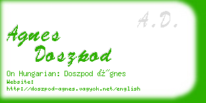 agnes doszpod business card